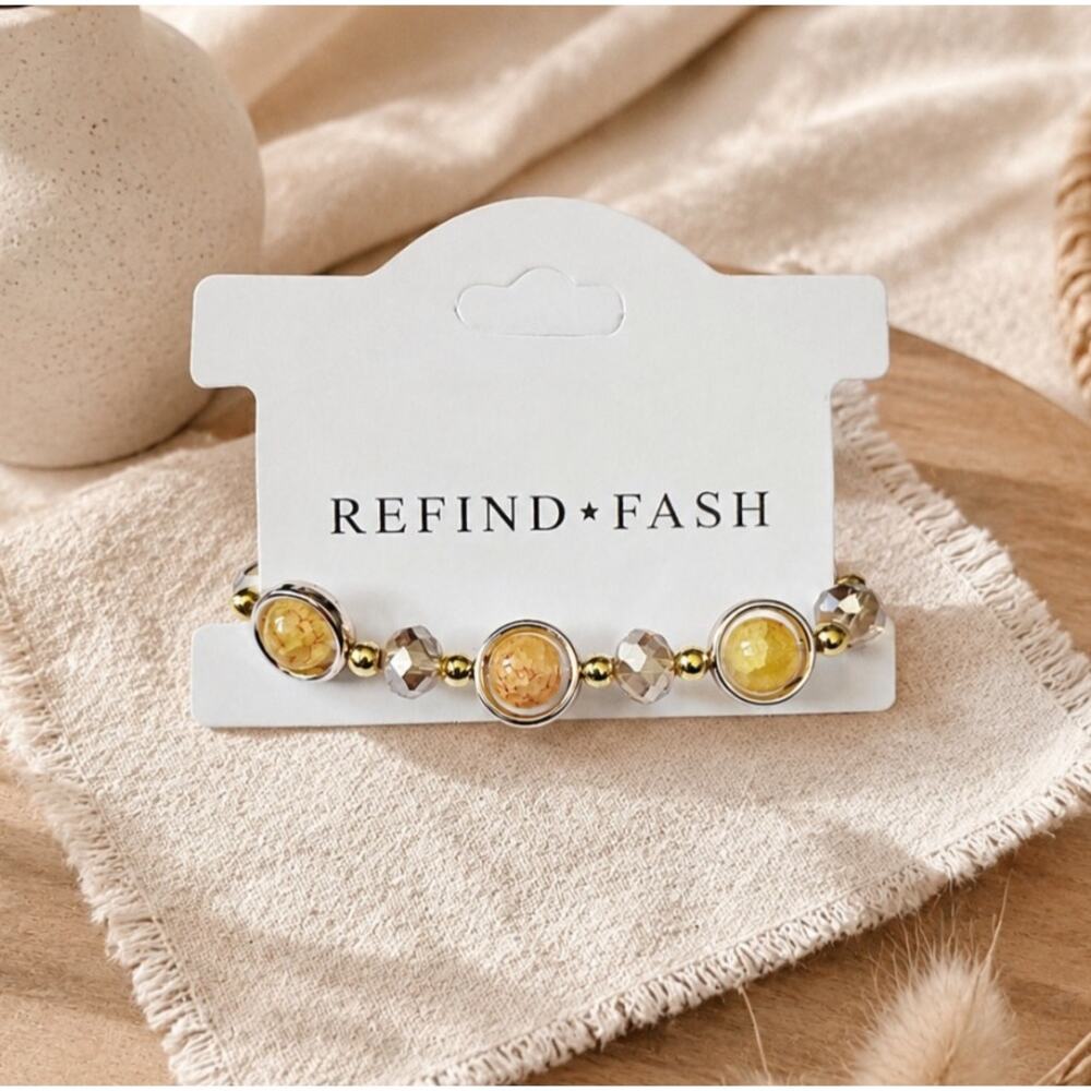 🌴 Pick 3 For $15 Gold Yellow Red Streatch Beaded Bracelet New
